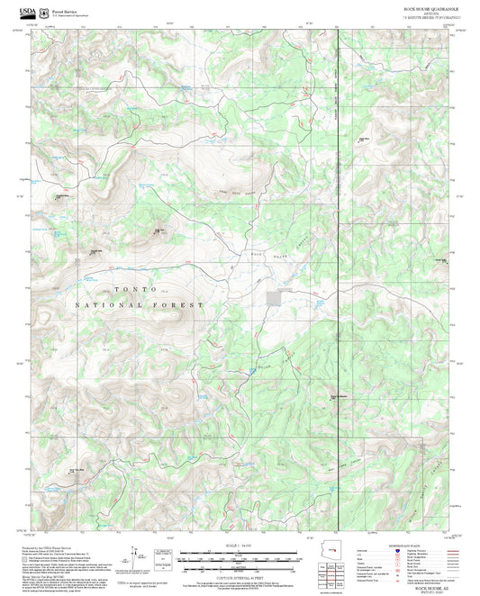 2025 Forest Service Topo Map of Rock House Arizona