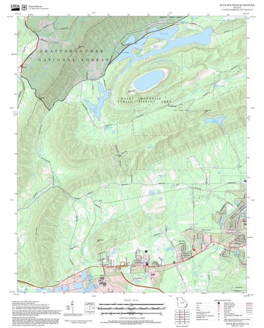 2025 Forest Service Topo Map of Rock Mountain Georgia