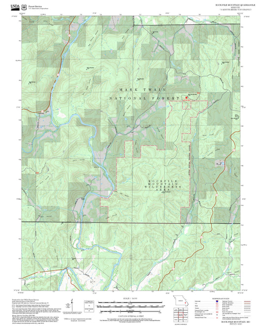 2025 Forest Service Topo Map of Rock Pile Mountain Missouri