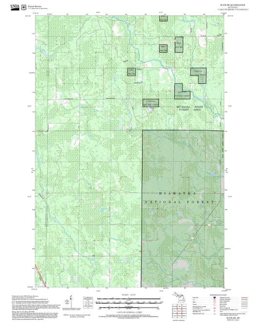2025 Forest Service Topo Map of Rock SE Michigan