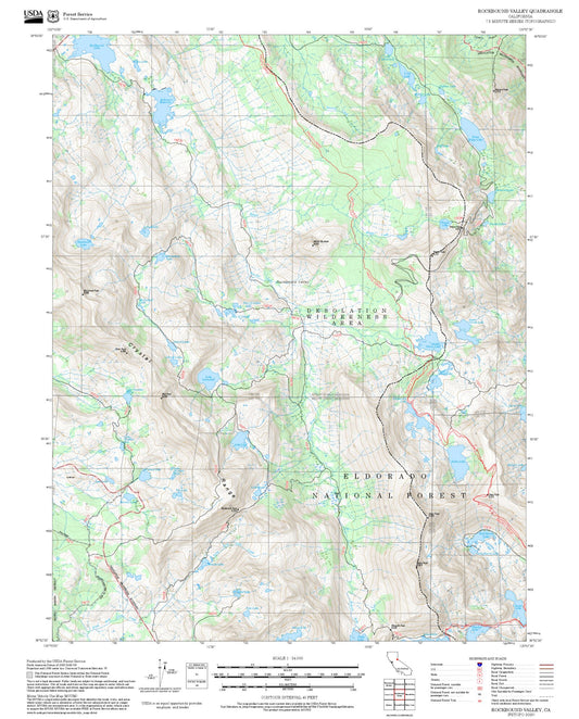 2025 Forest Service Topo Map of Rockbound Valley California