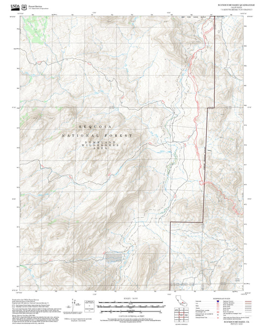 2025 Forest Service Topo Map of Rockhouse Basin California