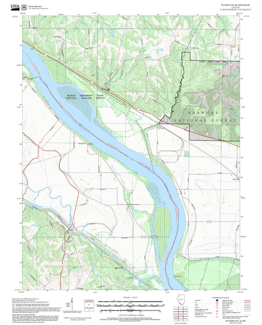 2025 Forest Service Topo Map of Rockwood Illinois