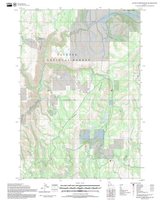 2025 Forest Service Topo Map of Rocky Comfort Flat Idaho
