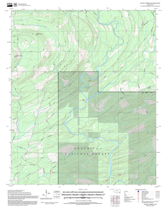 2025 Forest Service Topo Map of Rocky Creek Oklahoma