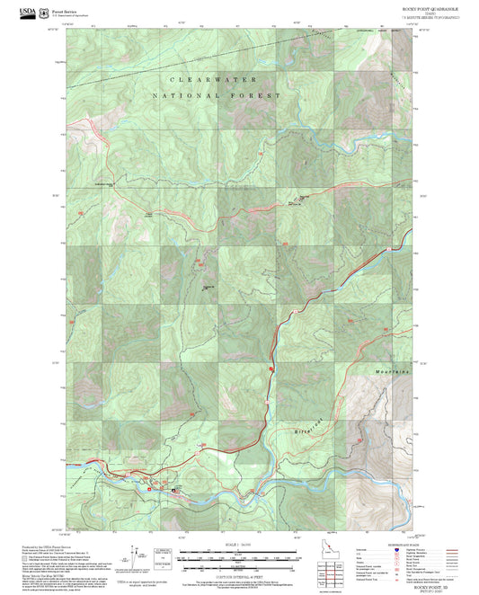 2025 Forest Service Topo Map of Rocky Point Idaho