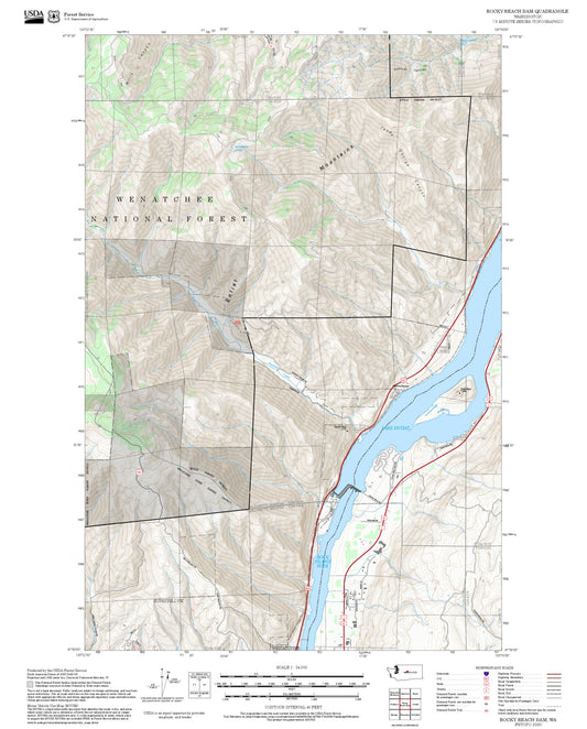 2025 Forest Service Topo Map of Rocky Reach Dam Washington