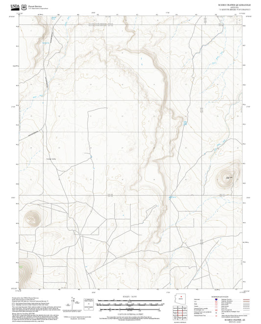 2025 Forest Service Topo Map of Roden Crater Arizona