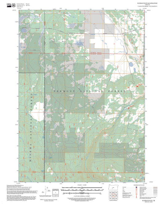 2025 Forest Service Topo Map of Rodman Rock Oregon