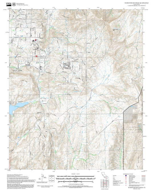 2025 Forest Service Topo Map of Rodriguez Mountain California