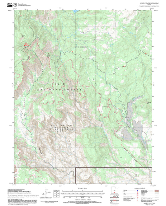 2025 Forest Service Topo Map of Roger Peak Utah