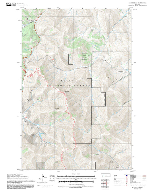 2025 Forest Service Topo Map of Rogers Pass Montana