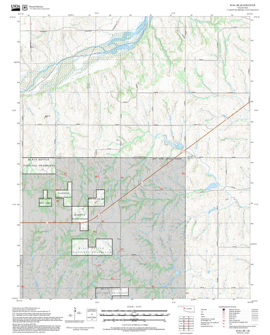 2025 Forest Service Topo Map of Roll SE Oklahoma