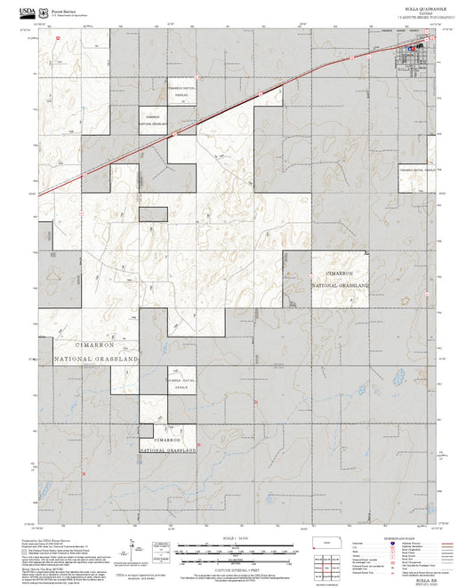2025 Forest Service Topo Map of Rolla Kansas