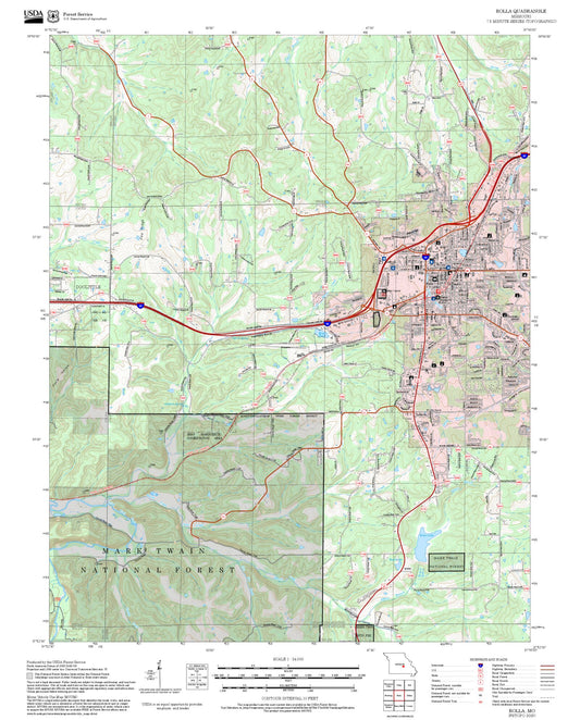 2025 Forest Service Topo Map of Rolla Missouri