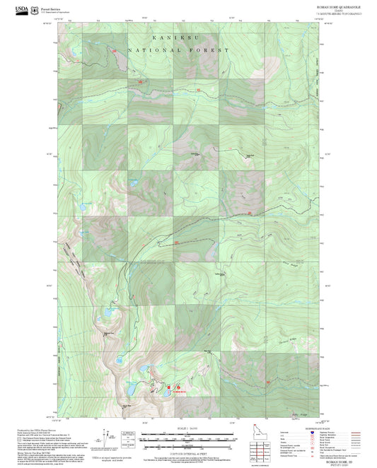 2025 Forest Service Topo Map of Roman Nose Idaho