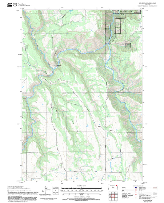 2025 Forest Service Topo Map of Rondowa Oregon