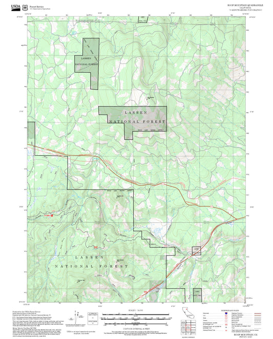 2025 Forest Service Topo Map of Roop Mountain California
