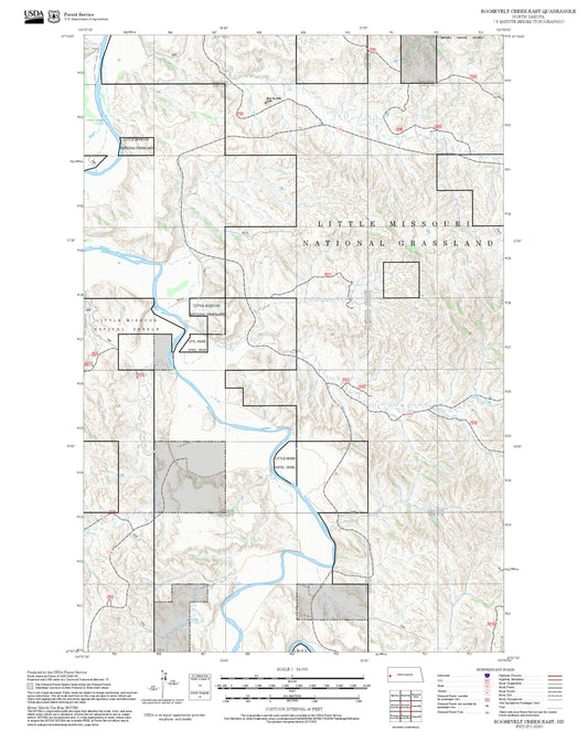 2025 Forest Service Topo Map of Roosevelt Creek East North Dakota