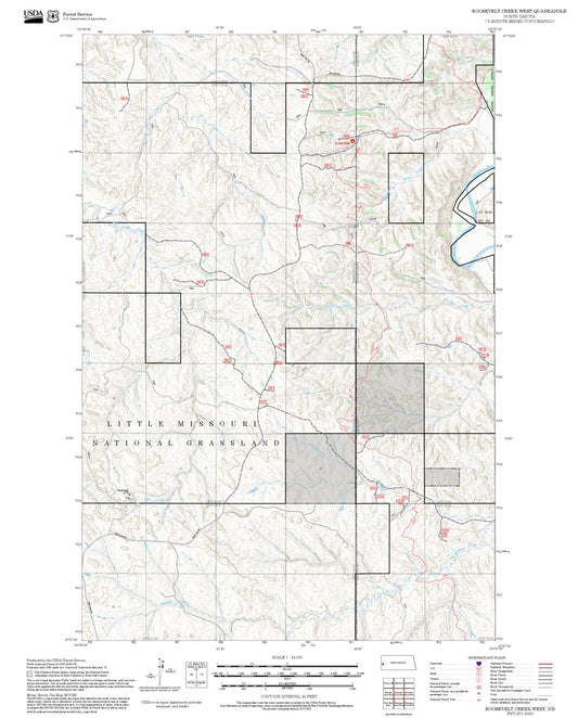 2025 Forest Service Topo Map of Roosevelt Creek West North Dakota