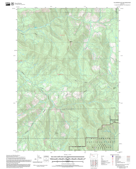 2025 Forest Service Topo Map of Rooster Rock Oregon