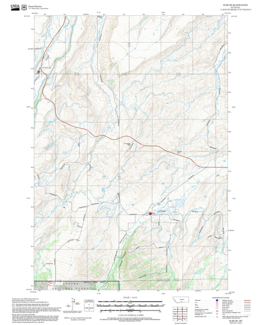 2025 Forest Service Topo Map of Roscoe Montana