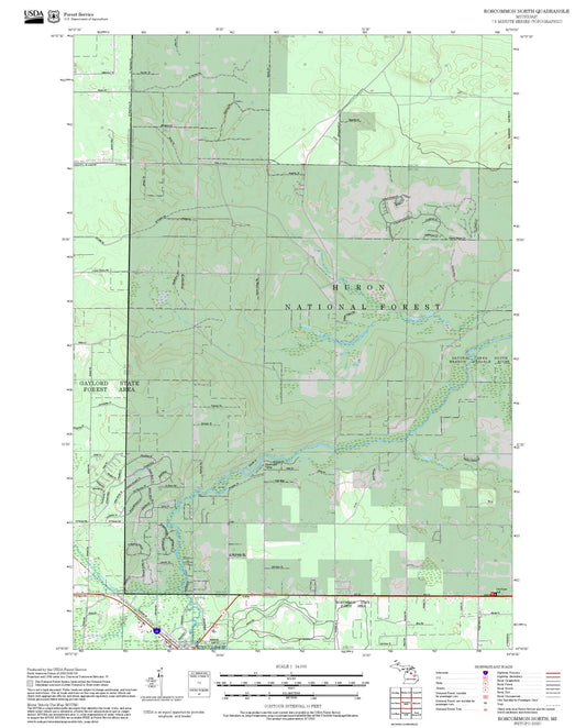 2025 Forest Service Topo Map of Roscommon North Michigan