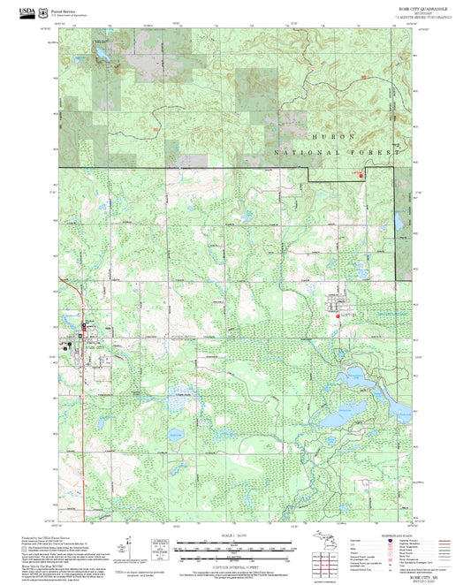 2025 Forest Service Topo Map of Rose City Michigan