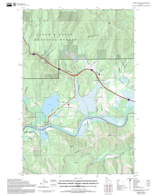 2025 Forest Service Topo Map of Rose Lake Idaho