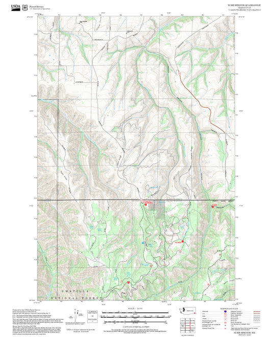 2025 Forest Service Topo Map of Rose Springs Washington