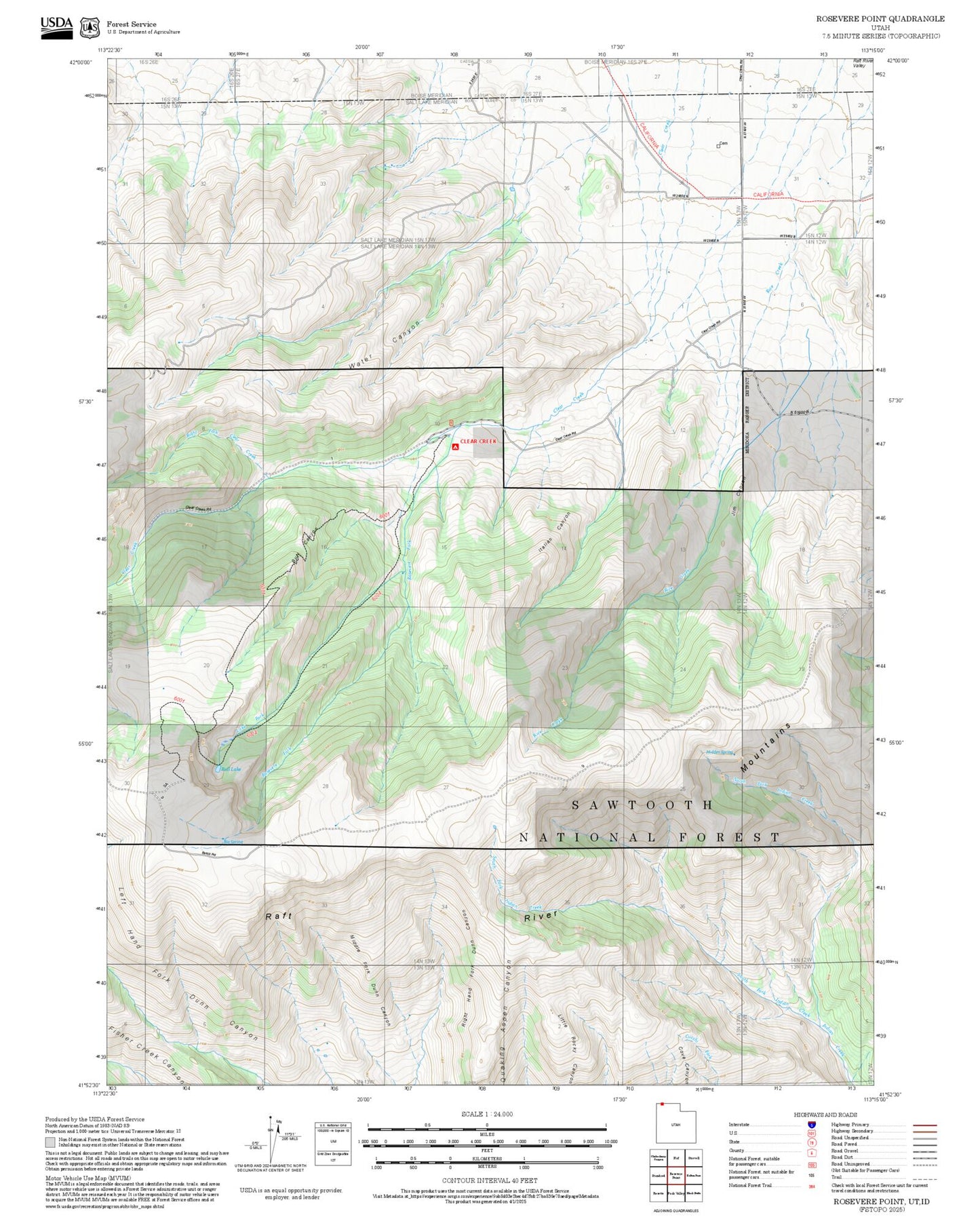 2025 Forest Service Topo Map of Rosevere Point Utah