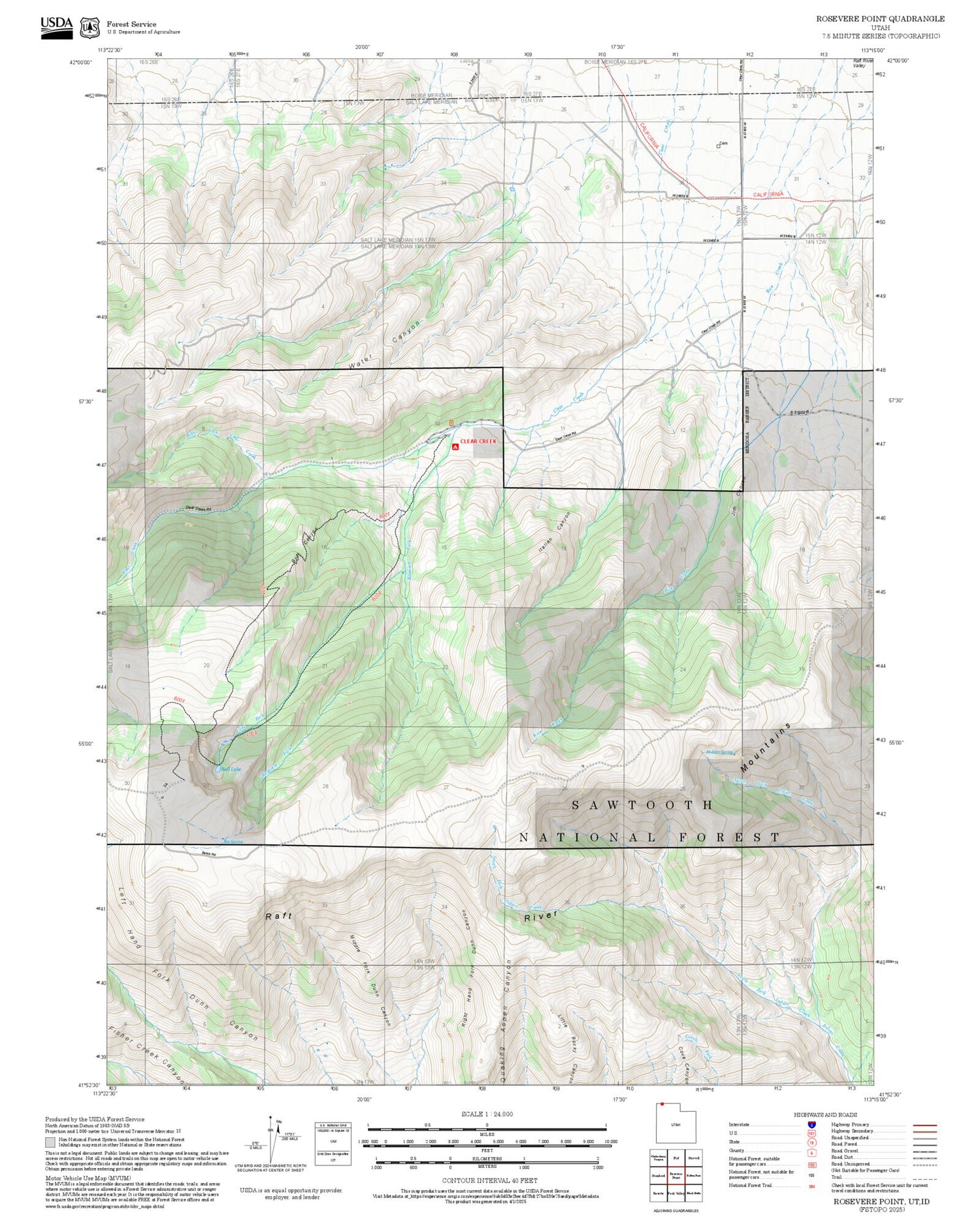 2025 Forest Service Topo Map of Rosevere Point Utah