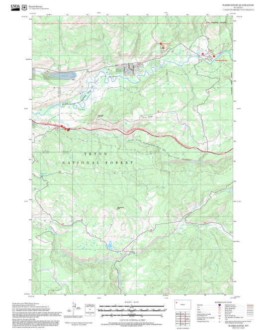 2025 Forest Service Topo Map of Rosies Ridge Wyoming