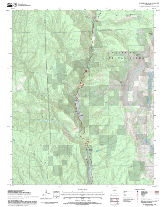 2025 Forest Service Topo Map of Rosilla Peak New Mexico