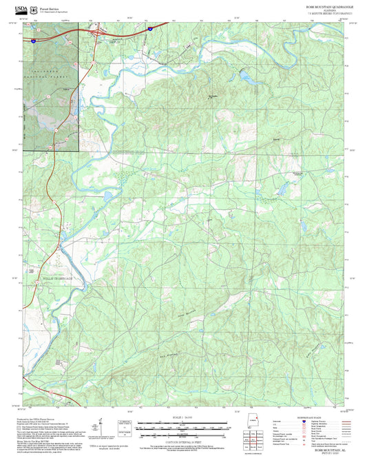 2025 Forest Service Topo Map of Ross Mountain Alabama