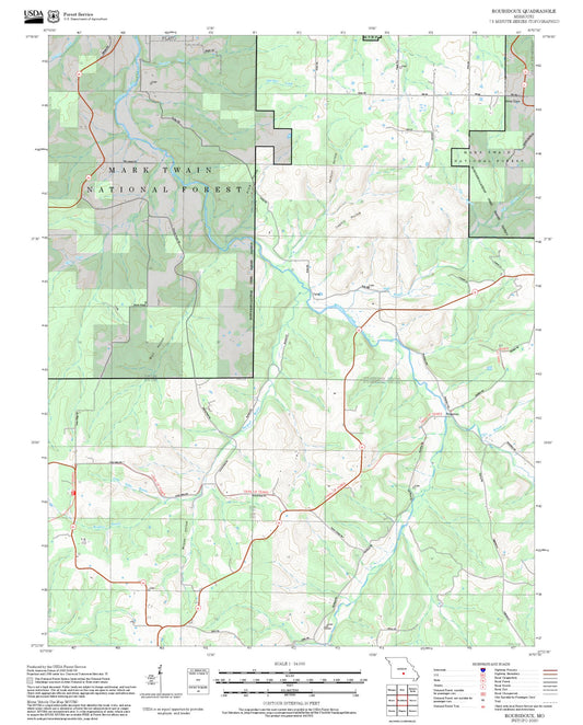 2025 Forest Service Topo Map of Roubidoux Missouri