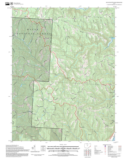 2025 Forest Service Topo Map of Round Bottom Ohio