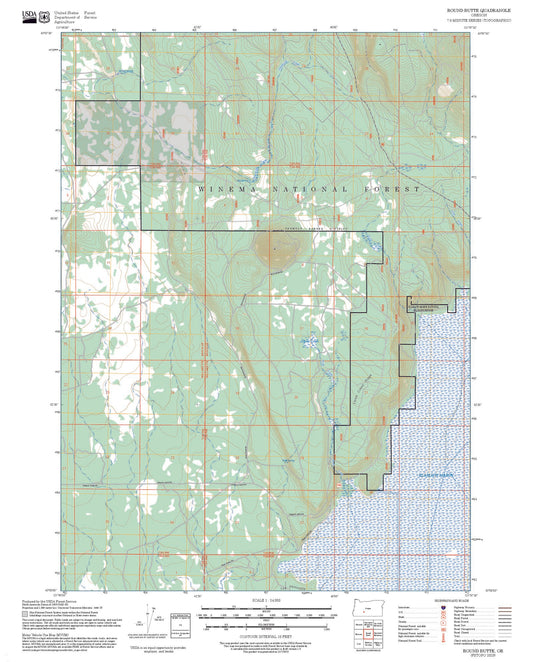 2025 Forest Service Topo Map of Round Butte Oregon