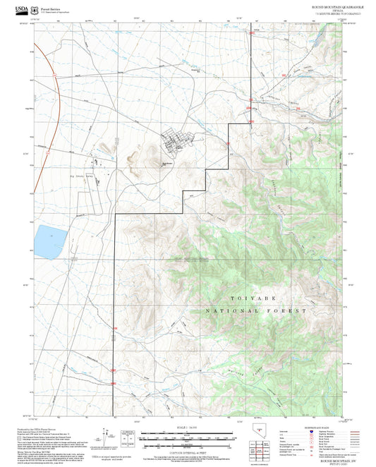 2025 Forest Service Topo Map of Round Mountain Nevada