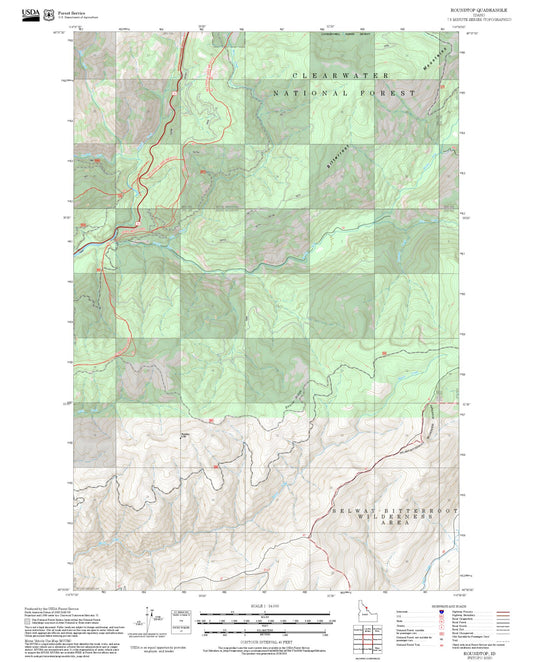 2025 Forest Service Topo Map of Roundtop Idaho
