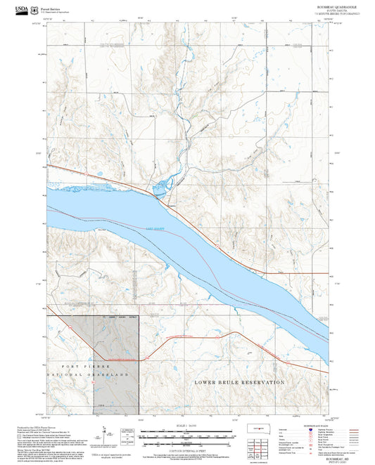 2025 Forest Service Topo Map of Rousseau South Dakota