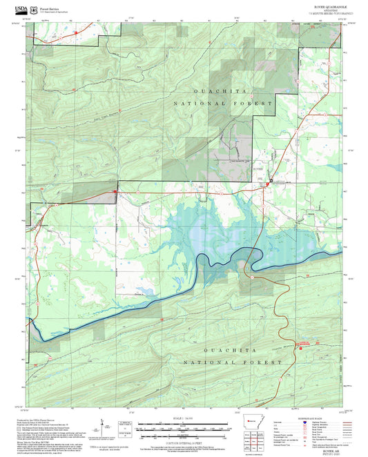 2025 Forest Service Topo Map of Rover Arkansas