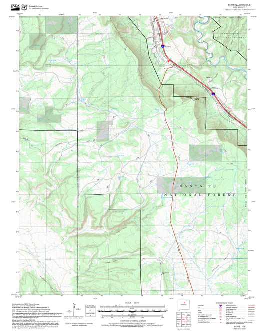 2025 Forest Service Topo Map of Rowe New Mexico