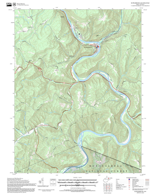 2025 Forest Service Topo Map of Rowlesburg West Virginia