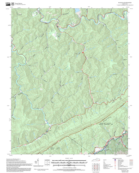 2025 Forest Service Topo Map of Roxana Kentucky