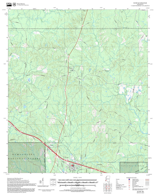 2025 Forest Service Topo Map of Roxie Mississippi