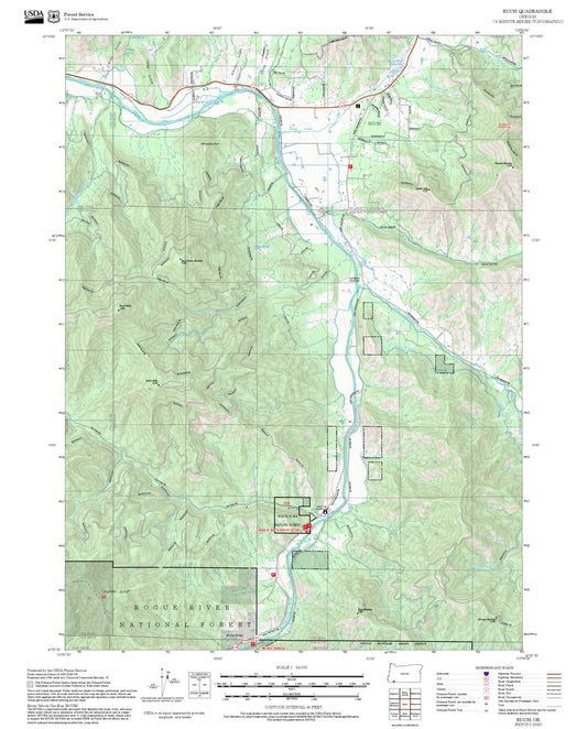 2025 Forest Service Topo Map of Ruch Oregon