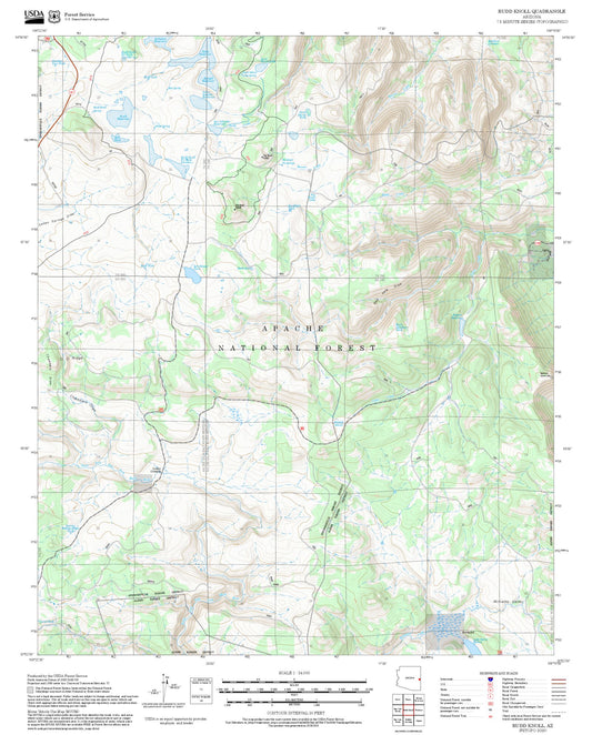 2025 Forest Service Topo Map of Rudd Knoll Arizona