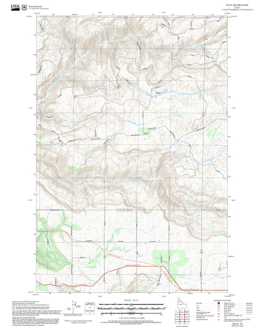 2025 Forest Service Topo Map of Rudo Idaho
