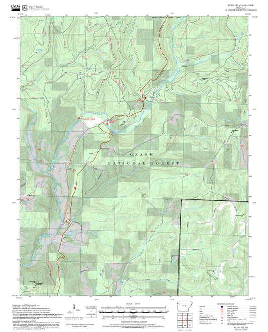 2025 Forest Service Topo Map of Rudy NE Arkansas